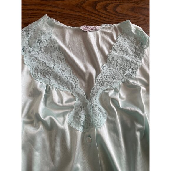 Vanity Fair vintage blue green pajama pants and top size Medium - Picture 2 of 8